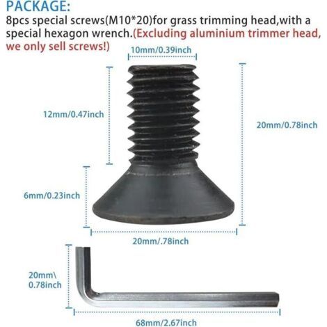 Tête de Tondeuse en Aluminium tête de Tondeuse en Nylon vis de Tondeuse à Gazon tête de Tondeuse à Gazon Pinceau Fixation du Couteau avec 1 clé (1/3)