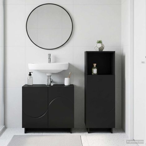 vidaXL Juego de Muebles de Baño 2 uds. Negro Madera de ingeniería (1/5)