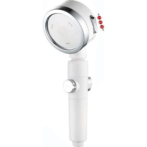 Pommeau de douche avec douchette à main, débit d'eau à haute pression, 3 modes et bouton pause, pour une expérience de bain ultime. (1/5)