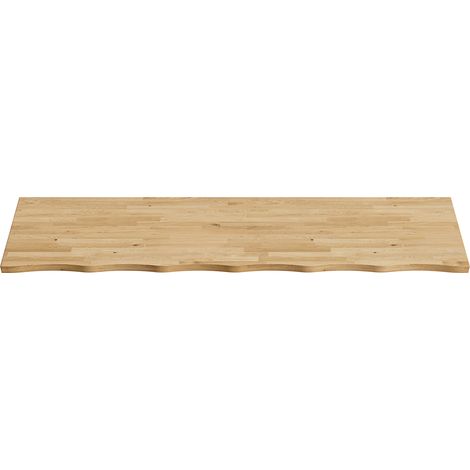Planche en bois massif 160 cm pour salle de bain, surface lisse, design ondulé des bords (1/5)