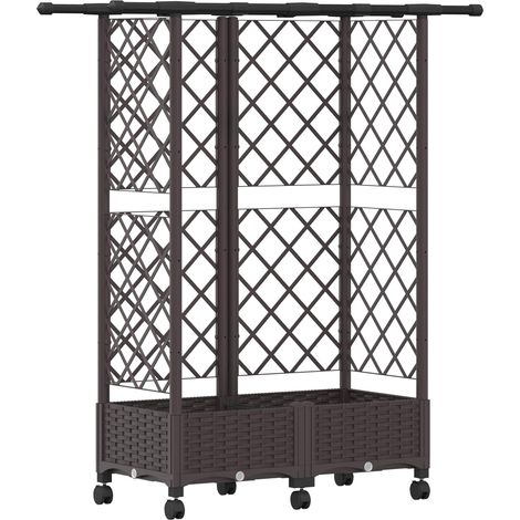 vidaXL Cama elevada con trellis y techo Marrón 124 x 40 x 127 cm PP (1/2)