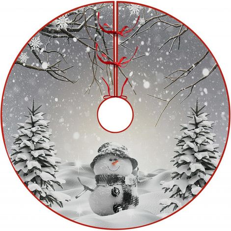 Jupe de sapin de Noël 2026, décorations de Noël, jupe de sapin à imprimé dessin animé, tablier de base pour sapin de Noël - Diamètre 60 cm - B-11