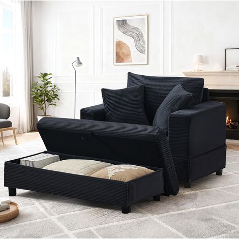 Lounge-Sofa mit Stauraum Schwarz Metall und Holz OKMYHOME (1/5)