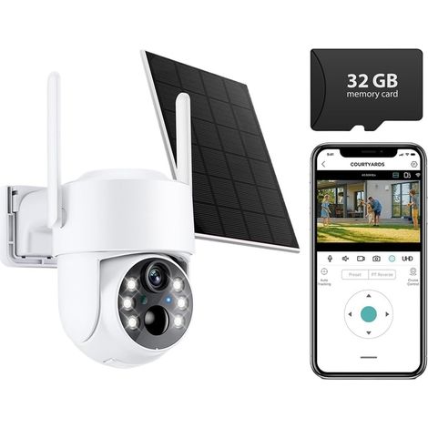 Caméra Solaire 3MP avec Wi-FI, Double Objectif, Double écran, détection Humaine PIR, autonomie en Veille de 365 Jours.(Add 32G Card) (1/5)