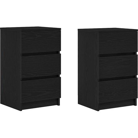 Maison Exclusive - Comodini con 3 Cassetti 2 pz Nero 39x35x65 cm