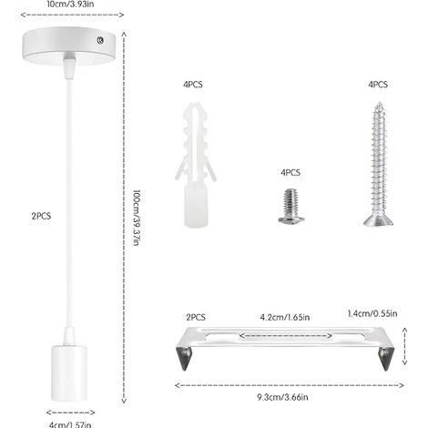 Set of 2 E27 Pendant Light with Adjustable Cable 100 cm (1/4)
