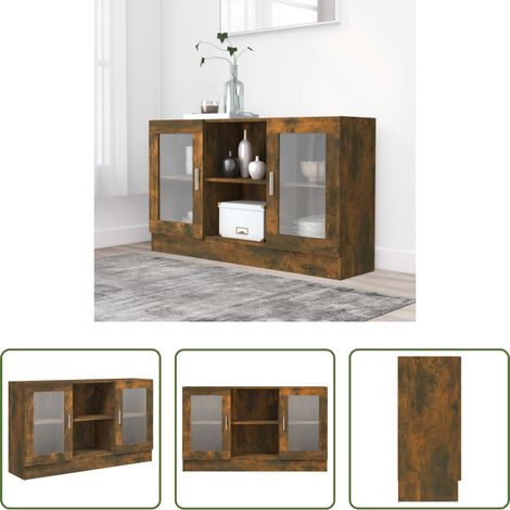 Rangement - Armoire à vitrine Chêne fumé 120x30,5x70 cm Bois d'ingénierie (1/5)