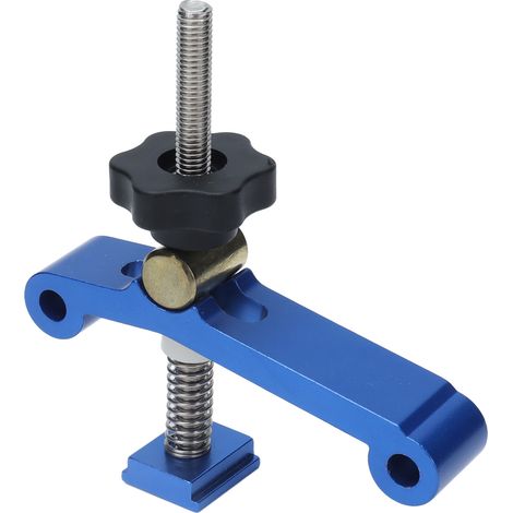 Serre-joint rail en T bleu pour établi bois et métal, bloc fixation CNC, serrage 100mm, alliage aluminium ABS, 1 pièce (1/5)