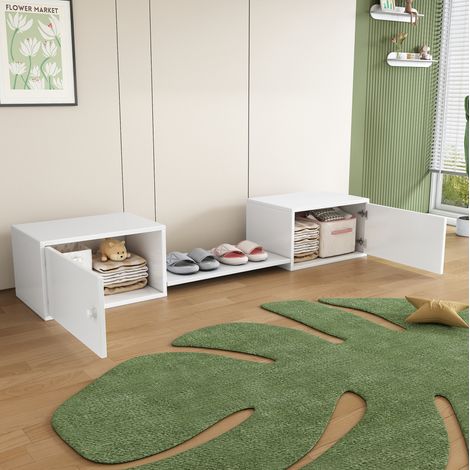 Mueble zapatero con banco de entrada, doble puerta, 189 x 40 x 34,5 cm, blanco DESVIAE (1/5)