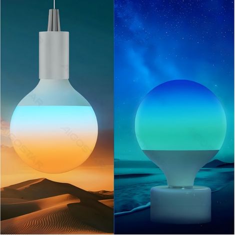 Ampoule Connectée Bluetooth Mesh Aigostar G120 E27 18W RGBW, Éclairage d’ambiance LED à dégradé multicolore