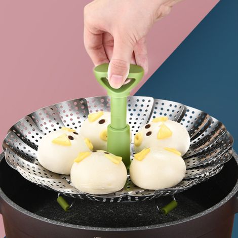 Panier vapeur pliable en maille d'acier inoxydable pour légumes, fruits et plats, ustensile de cuisine pratique (1/5)
