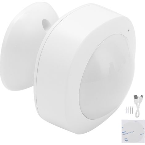 Détecteur de mouvement WiFi intelligent 120° avec télécommande, recharge USB pour buanderie, garage, couloir (1/5)