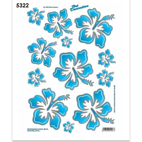 Adesivi Stickers Midi Fiori 35 x 25 cm - Colore: AZZURRO
