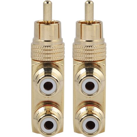 Adattatore splitter angolato placcato in oro per la trasmissione di segnali audio/video, resistente alla corrosione, compatto e in grado di offrire una connessione di alta qualità.