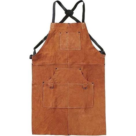 Waxed canvas woodworking apron, leather workshop apron with durable and flame-resistant tools, adjustable sizes M to XXL for men and women (1/4)