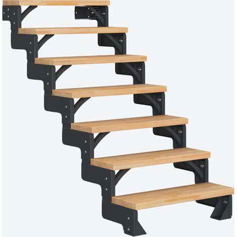Dolle Modultreppe Gardentop Innen Buche 7 Stufen 126-154cm Geschosshöhe 75cm Stufenbreite ohne Geländer (1/4)
