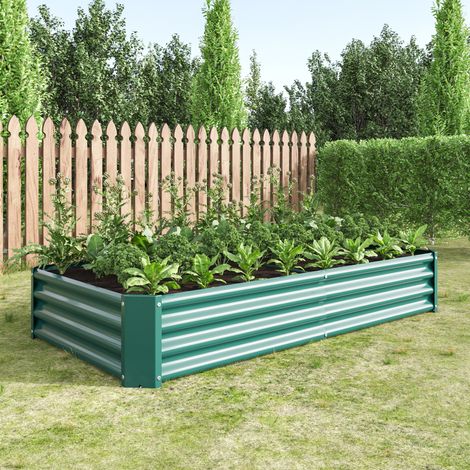 Huerto elevado 180 x 90 x 30 cm de acero galvanizado verde HAVRYA (1/5)