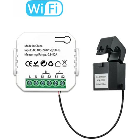Compteur d'énergie intelligent Tuya Wifi pour systèmes photovoltaïques : surveillance bidirectionnelle de la production et de la consommation d'énergie, application mobile, avec transformateur de cour (1/5)