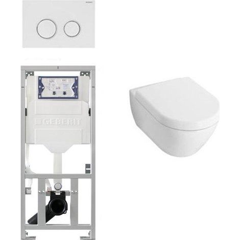 Villeroy & Boch Subway 2.0 Ensemble encastré avec cuvette suspendue blanche abattant softclose plaque de commande sigma20 blanche (1/4)