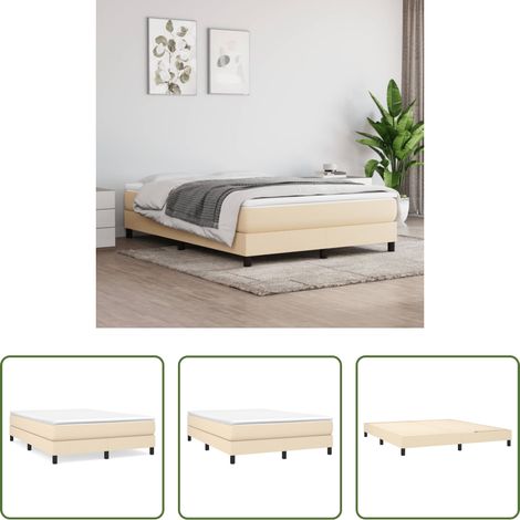 Matratze - Boxspringbett mit Matratze Creme 160x200 cm Stoff (1/5)