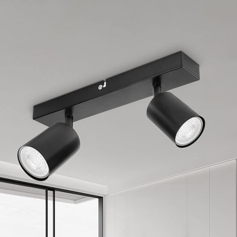 Black LED Spotlights, 350° Adjustable, GU10 Bulbs, Ceiling/Wall, Living Room/Kitchen (1/5)