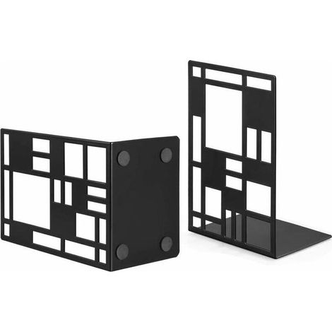 Set aus Buchstützen, Metallbuchstützen, schwarzen Buchstützen, Designer-Buchstützen, Regal mit rutschfester Unterseite für Kinder, Büro, Schule, Wohnzimmer, Buchhandlung und Bibliothek (1/5)