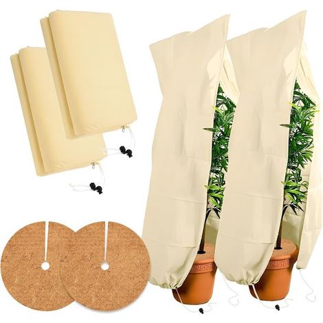 pezzi di coperture protettive invernali traspiranti per piante (80x120 cm) - Avvolgimento in pile riutilizzabile per alberi, palme e balconi (1/2)