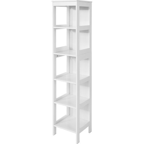 SoBuy White 5 Tiers Bathroom Shelf Storage Shelf Cabinet Unit,BZR14-W