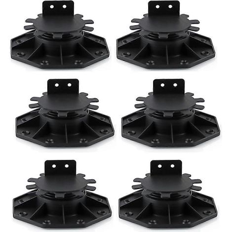 Lot de 6 supports de solives, supports réglables pour terrasse et plancher, base en bois (1/5)