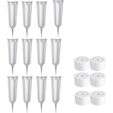Lot de 12 vases funéraires à pointes, vases commémoratifs floraux gris (1/5)
