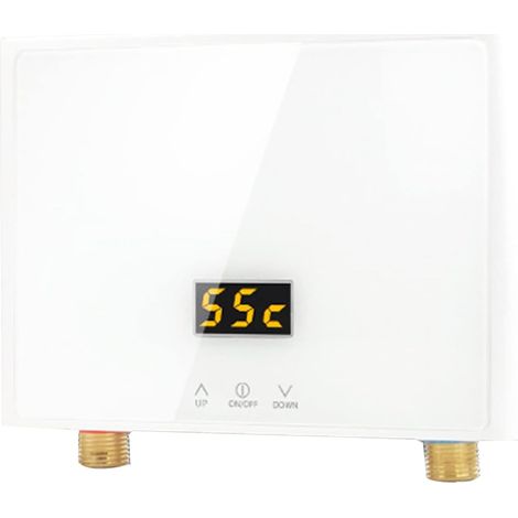 Mini calentador de agua eléctrico instantáneo, 220V, 3000W, con panel de visualización digital LED, calentador de agua sin tanque (blanco).