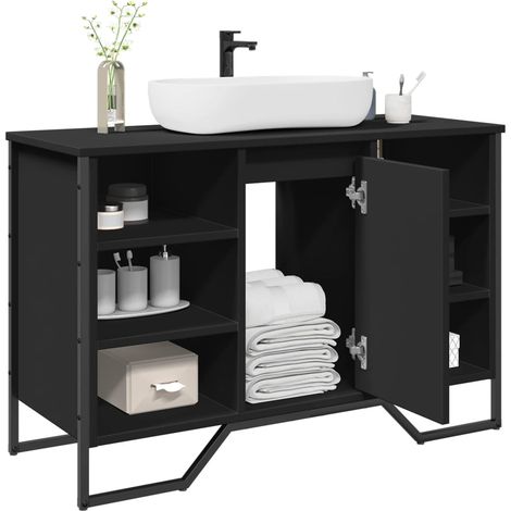 Waschbeckenunterschrank Schwarz 91x35x60 cm Holzwerkstoff