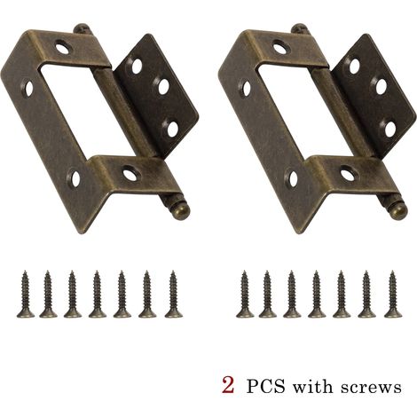 Charnières de porte robustes (2 pièces, bronze antique) à ouverture à 135° pour meubles et placards de cuisine. Finition bronze antique. Vis incluses. (1/5)