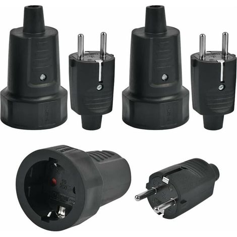 3 Fiches Mâle et 3 Prise Femelle, Fiche Électrique 2 Broches 250V 16A Fiche pour Câble 6-10 mm (1/5)