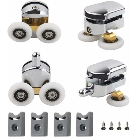 Roulettes doubles de rechange, jeu de 4 roulettes doubles, roulettes de montage de rechange, roulette de porte coulissante, roulette de porte, roulettes pour porte de douche, 23 mm