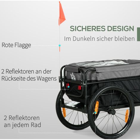 Remorque vélo 2-en-1 avec chariot pliable, pneus gonflables 20 pouces, charge max 40 kg, 130 x 64 x 64/103 cm (1/5)