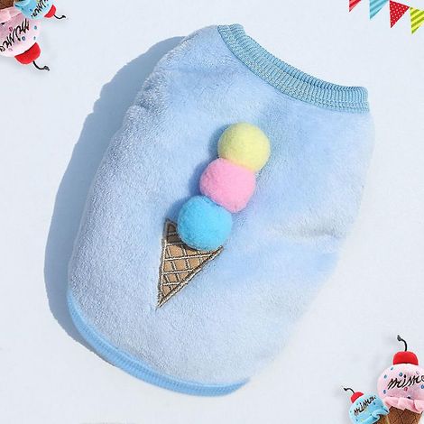 Tenue d'hiver pour animal de compagnie en peluche crème glacée bleue - Petite (M) (1/3)