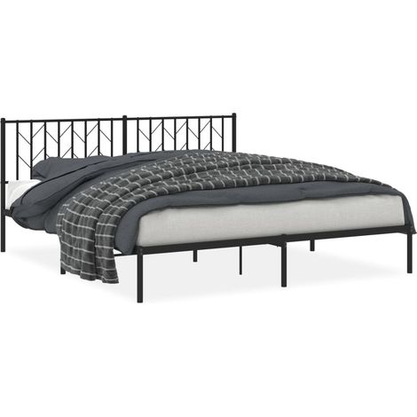 Maison Exclusive - Cadre de lit métal sans matelas et tête de lit noir 180x200 cm