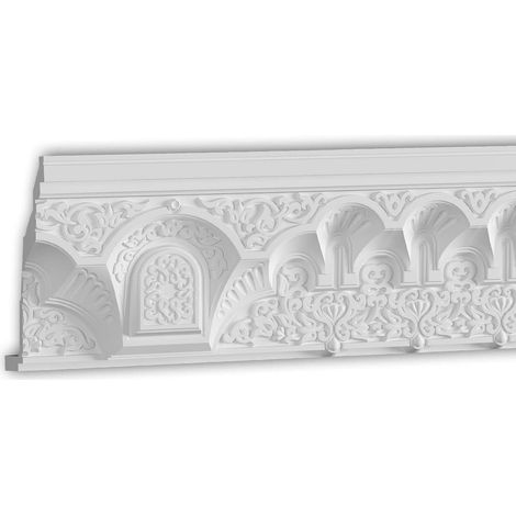 Eckleiste Profhome 150524 Deckenleiste Stuckleiste Zierleiste Marokkanischer Stil Muslimische Architekturmuster orientalisch weiß 2 m