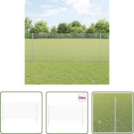 Clôture en acier -  Clôture avec poteau Argenté 1 x 10 m Acier (1/5)