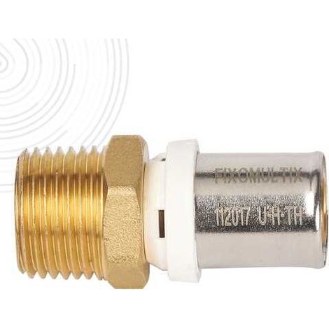 Ayor – Raccord à sertir mâle 12/17 multicouche Ø16 – Joints toriques EPDM – Bague inox anti-corrosion – Pression max 20 bars