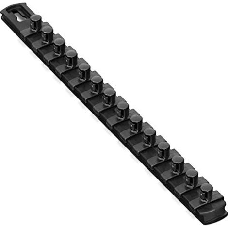 Ernst Manufacturing - 8424-Black-3/8 13-Inch Socket Organizer with 14 3/8-Inch Twist Lock Clips, Black (1/5)