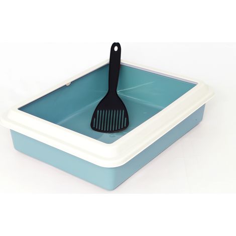 Lettiera Toilette Per Gatti Rettangolare 44x34x11cm Con Paletta Mod 700092 Azzurro (1/4)