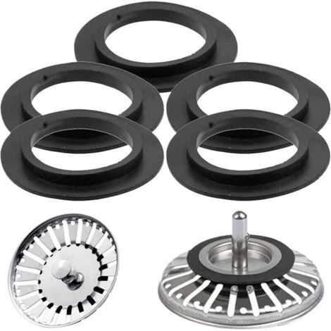 Set di 5 guarnizioni in gomma per tappi del lavello da cucina, guarnizioni in gomma per tappi del lavello, valvole e cestelli di filtraggio, riparazione (1/4)