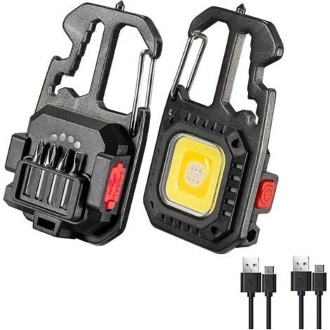 Mini Lampe COB, 2 PCS Porte Clé Lampe Torche Étanche, Lampes d'Inspection Rechargeable 1000 Lumens, pour Camping, Réparation, Urgence (1/5)