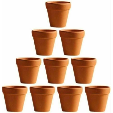 10 Pièces Petit Mini Pot en Terre Cuite Argile Céramique Poterie Planteur Cactus Pots de Fleurs Succulentes Pots de Pépinière (2.8 × 2.8 × 4.5 cm)-Fei Yu (1/5)