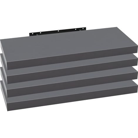 Lot de 4 Étagère Murale WOLTU, Étagère Suspendue, Étagère Flottante en MDF, Gris Foncé, 60 x 22, 9 x 3, 8 cm