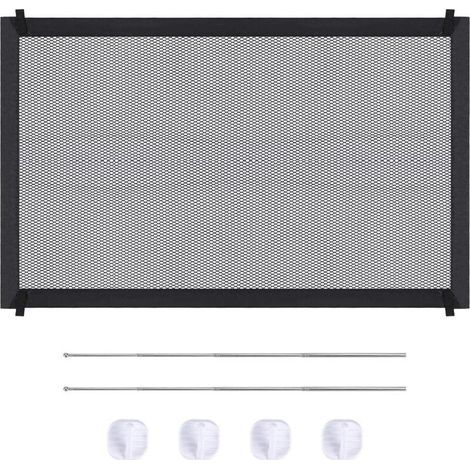 Barrière de sécurité pour chien 110 × 72 cm Nylon résistant et acier inoxydable Installation rapide avec crochets et poteaux inclus (1/5)