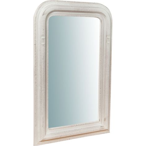 Made in Italy wood made antiqued white finish Hanging Wall Mirror (1/4)