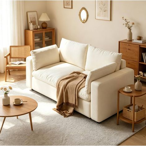 CHICFURN Sofá modular de 2 plazas 180x91x83 cm en chenilla blanca (1/5)
